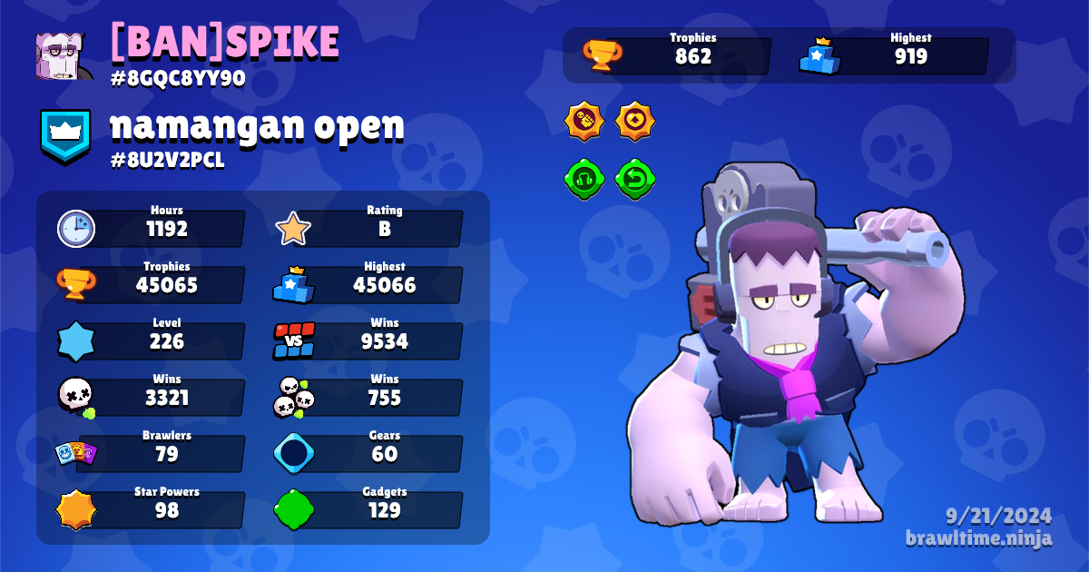 BAN]SPIKE Brawl Stars Profile - Brawl Time Ninja