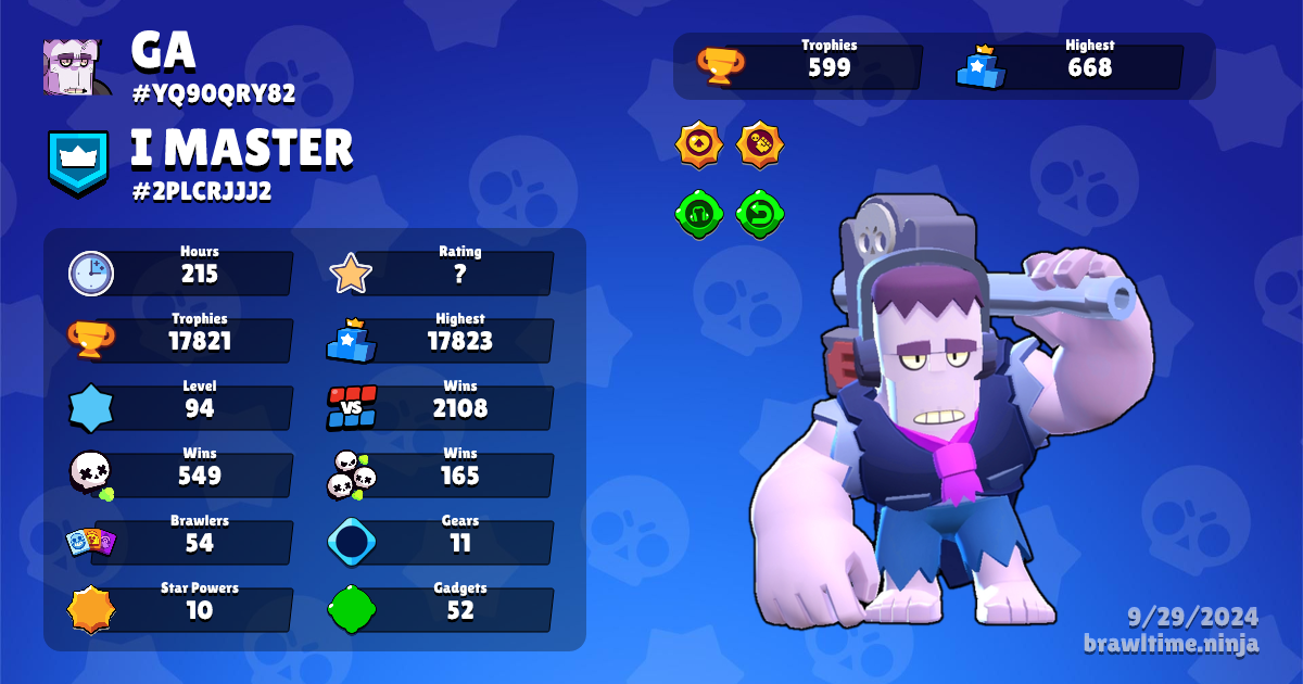 Perfil no Brawl Stars de GA - Brawl Time Ninja